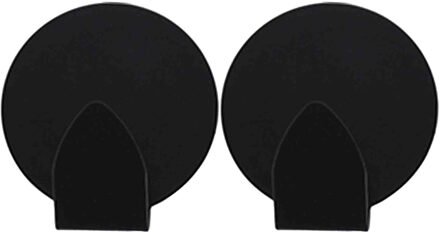 Excellent Houseware Zelfklevende ophang haakjes - zwart - 6x stuks - rvs