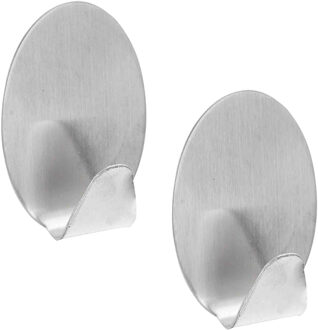Excellent Houseware Zelfklevende rvs haakjes - ovaal - 8x stuks - 5 x 5,5 cm