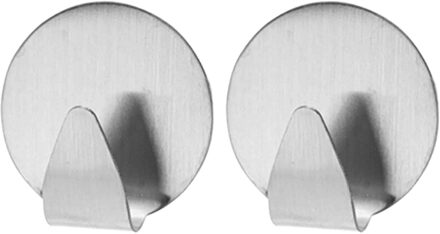 Excellent Houseware Zelfklevende rvs haakjes - rond - 6x stuks - 5 cm