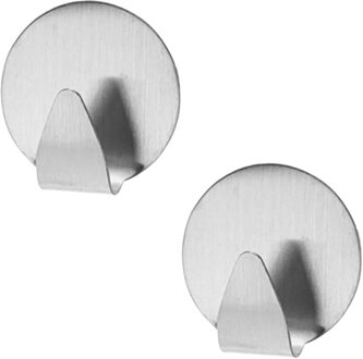 Excellent Houseware Zelfklevende rvs haakjes - rond - 8x stuks - 5 cm