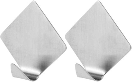 Excellent Houseware Zelfklevende rvs haakjes - ruit - 6x stuks - 5 x 5,5 cm