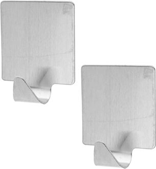 Excellent Houseware Zelfklevende rvs haakjes - vierkant - 8x stuks - 5 x 5,5 cm