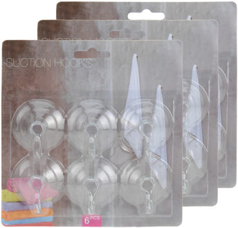 Excellent Houseware Zuignaphaakjes / ophanghaakjes - 18x stuks - transparant - kunststof - badkamer - keuken