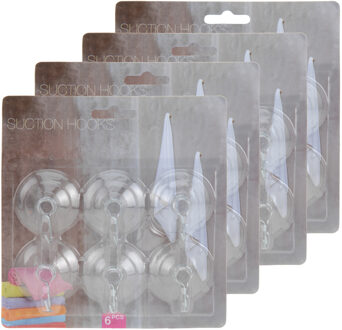 Excellent Houseware Zuignaphaakjes / ophanghaakjes - 24x stuks - transparant - kunststof - badkamer - keuken