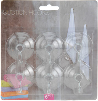 Excellent Houseware Zuignaphaakjes / ophanghaakjes - 6x stuks - transparant - kunststof - badkamer - keuken