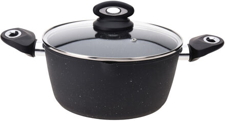 Excellent Houseware Zwarte braadpan voor alle hittebronnen 24 cm - Koekenpannen