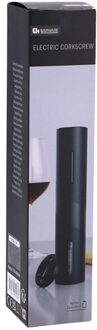 Excellent Houseware Zwarte elektrische wijnflesopener/kurkentrekker 23 cm - Kurkentrekkers