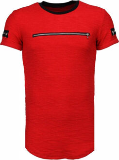 Exclusief Zipped Chest - T-Shirt - Rood - Maat: L