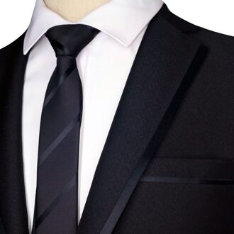 Exclusieve 59 "Lange 5 Cm Mens Skinny Ties Black Polyester Zijde Strepen Stippen Jacquard Smalle Slim Stropdas Man hals Tie Party stripes