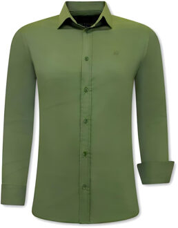 Exclusieve Blanco Overhemden Heren - Slim Fit - 3083 - Groen - Maten: S