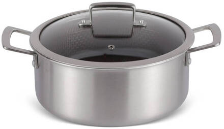 Exclusive Line - Kookpan met Deksel - 22 cm - 3-laags Zilver