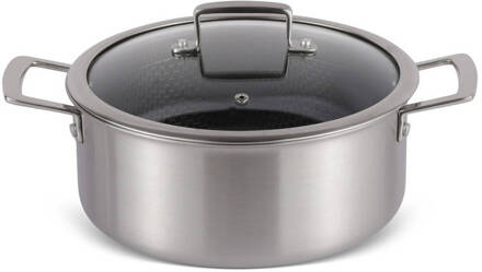 Exclusive Line - Kookpan met Deksel - 24 cm - 3-laags Zilver