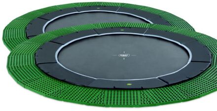 EXIT Dynamic groundlevel trampoline ø366cm met Freezone veiligheidstegels - zwart