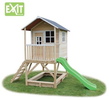 EXIT Loft 500 Speelhuisje met glijbaan hoog Bruin, Geel