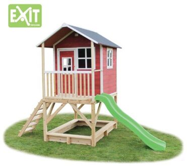 EXIT Loft 500 Speelhuisje met glijbaan hoog Rood