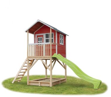 EXIT Loft 700 speelhuisje met glijbaan + zandbak - rood Multikleur