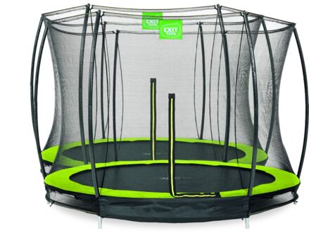 EXIT Silhouette verlaagde trampoline met veiligheidsnet rond - 305 cm - lime Groen