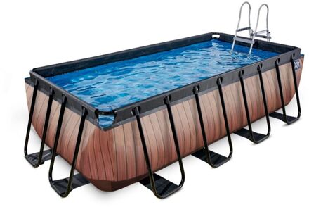 EXIT Zwembad Wood 400x200cm met filterpomp Bruin