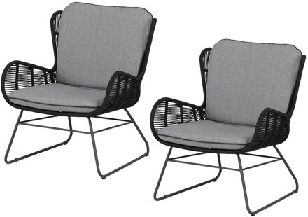 Exotan Loungestoel Outdoor Grace - Touw - Antraciet - Set van 2