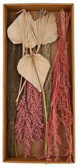 Exotic mix droogbloemen in doos roze