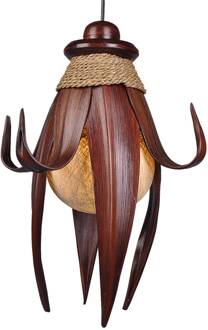 Exotische hanglamp Karima donkerbruin, crème