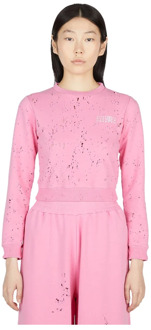 Experimenteel Distressed Sweatshirt MM6 Maison Margiela , Pink , Dames - L