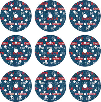 EXPERT 9-delige set Schuurschijf O780 met film onderlaag, 125 mm, 3xG80; 3xG120; 3x180 - 2608902407
