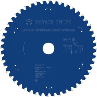EXPERT Stainless Steel cordless Cirkelzaagblad | 165 x 1,6/1,2 x 20 mm | T48 - 2608902219