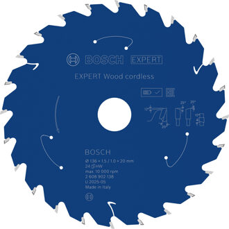 EXPERT Wood cordless Cirkelzaagblad | 136 x 1,5/1 x 20 mm | T24 - 2608902138