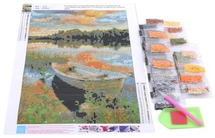 Explosie Modellen DIY Diamant Schilderen 5D Kruissteek Volledige Boor Lakeside Boot Woods Landschap Zonsondergang Slaapkamer Schilderijen