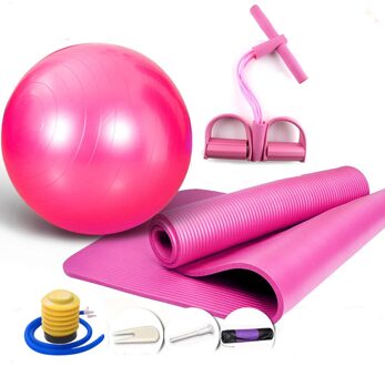 Explosieveilige Yoga Bal Rand Yoga Mat Beginner 'S Antislip Fitness Mat Yoga Benodigdheden Rally Pedaal Puller Pull Touw set Roze