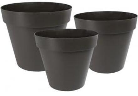 Express Bloembakken Fiore zwart set van 3