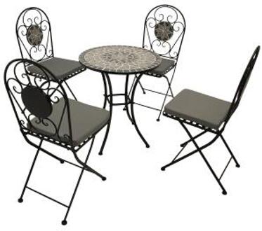 Express Málaga bistroset - Gepoedercoat ijzer steen - Zwart