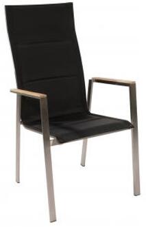 Express Marmaris RVS zwarte stapelstoel met hoge rug - Set van 4 stuks