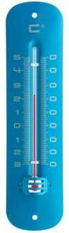 Express Metalen thermometer 19 cm blauw voor gebruik binnen en buiten