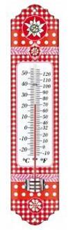 Express Metalen thermometer Alpen 29 cm rood voor gebruik binnen en buiten