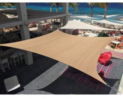 Express schaduwdoek wind doorlatend vierkant beige 5.5 x 5.5 meter