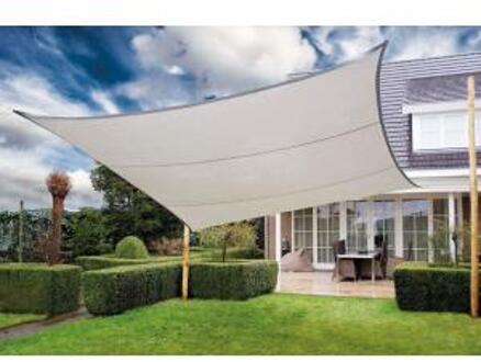 Express schaduwdoek wind doorlatend vierkant zilvergrijs 4.2 x 4.2 meter