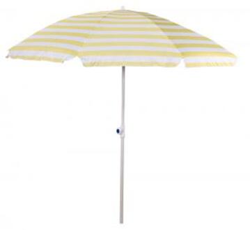 Express Strandparasol streepmotief geel 200 cm - Strandparasol met knikarm - Kleine parasol - Kinder parasol