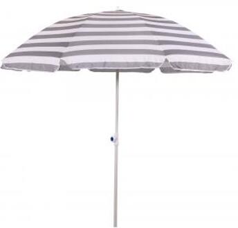 Express Strandparasol streepmotief grijs 200 cm - Strandparasol met knikarm - Kleine parasol - Kinder parasol