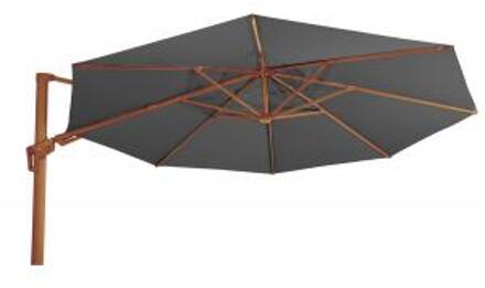 Express VirgoFlex Zweefparasol houtlook grijs 350 cm ronde parasol