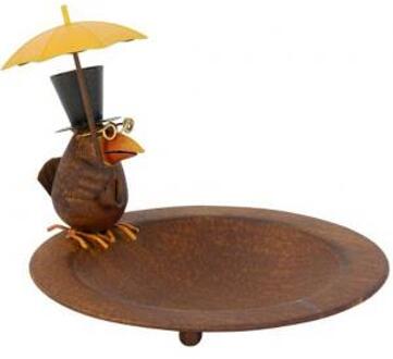 Express Vogelbad vogeltje met paraplu ø 23 cm - metaal