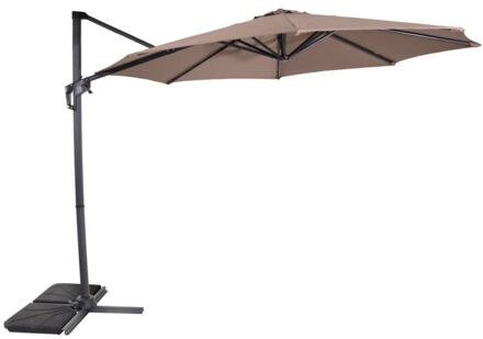 Express Zweefparasol Libra Taupe Ø300 cm - inclusief kruisvoet & hoes Bruin