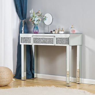 Exquisite Crystal Mirrored Entryway Console Glass Desk Bedroom Dressing Makeup Table Livingroom Display Stand Toucadores