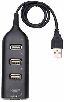 Extender Hub Usb 2.0 4 Poorten 55Cm Hub Adapter Voor Pc Laptop Notebook High Speed Usb Splitter Computer Accessoires black & White zwart