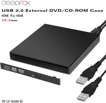 External DVD RW Enclosure Case USB 2.0 Slot in DVD 12.7mm IDE Case For Optical Drive