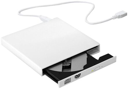 Externe Dvd Drive Optische Drive Usb 2.0 Cd Rom Speler Cd-Rw Brander Schrijver Reader Recorder Portable Voor Laptop windows Pc wit