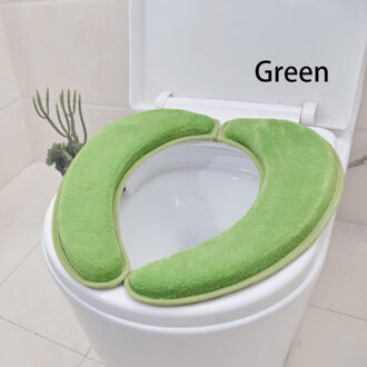 Extra dikke Warme Zachte Toilet Seat Deksel Pad Closestool Protector Badkamer Accessoires Set Sticky Toilet Seat Cover Mat groen