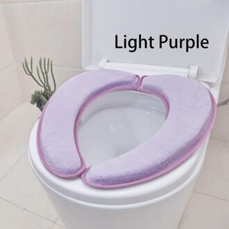 Extra dikke Warme Zachte Toilet Seat Deksel Pad Closestool Protector Badkamer Accessoires Set Sticky Toilet Seat Cover Mat licht paars