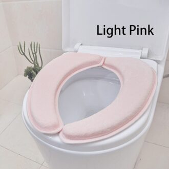 Extra dikke Warme Zachte Toilet Seat Deksel Pad Closestool Protector Badkamer Accessoires Set Sticky Toilet Seat Cover Mat licht roze